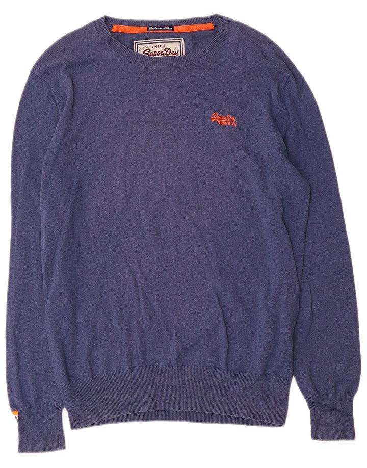 Superdry Herre Boat Neck Jumper Sweater Large Blue