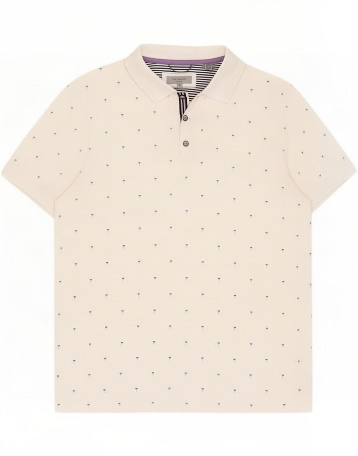 Ted Baker Poloshirt med abstrakt mønster til mænd Størrelse 5 XL Hvid Bomuld