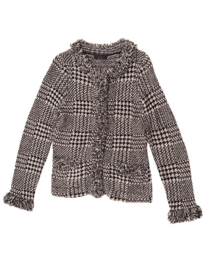 Marks & Spencer dame cardigan sweater UK 12 Medium Navy Blue Houndstooth