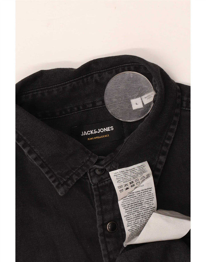 Jack & Jones Denimskjorte til mænd Stor sort bomuld