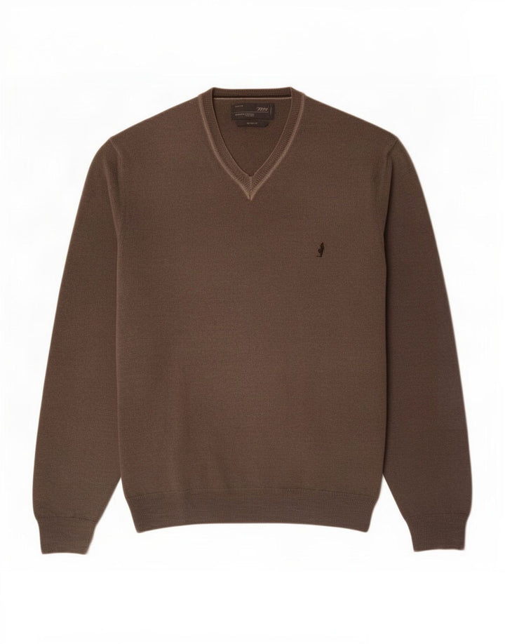 Marlboro Classics Herre V-hals sweater Stor brun uld