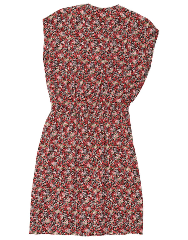 Vintage Kvinders Ærmeløs Skede Kjole UK 16 Large Red Floral