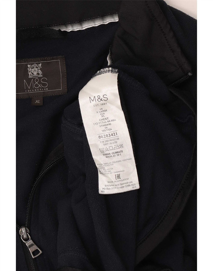Marks & Spencer Herre Fleecejakke UK 42 XL Navy Blue Polyester