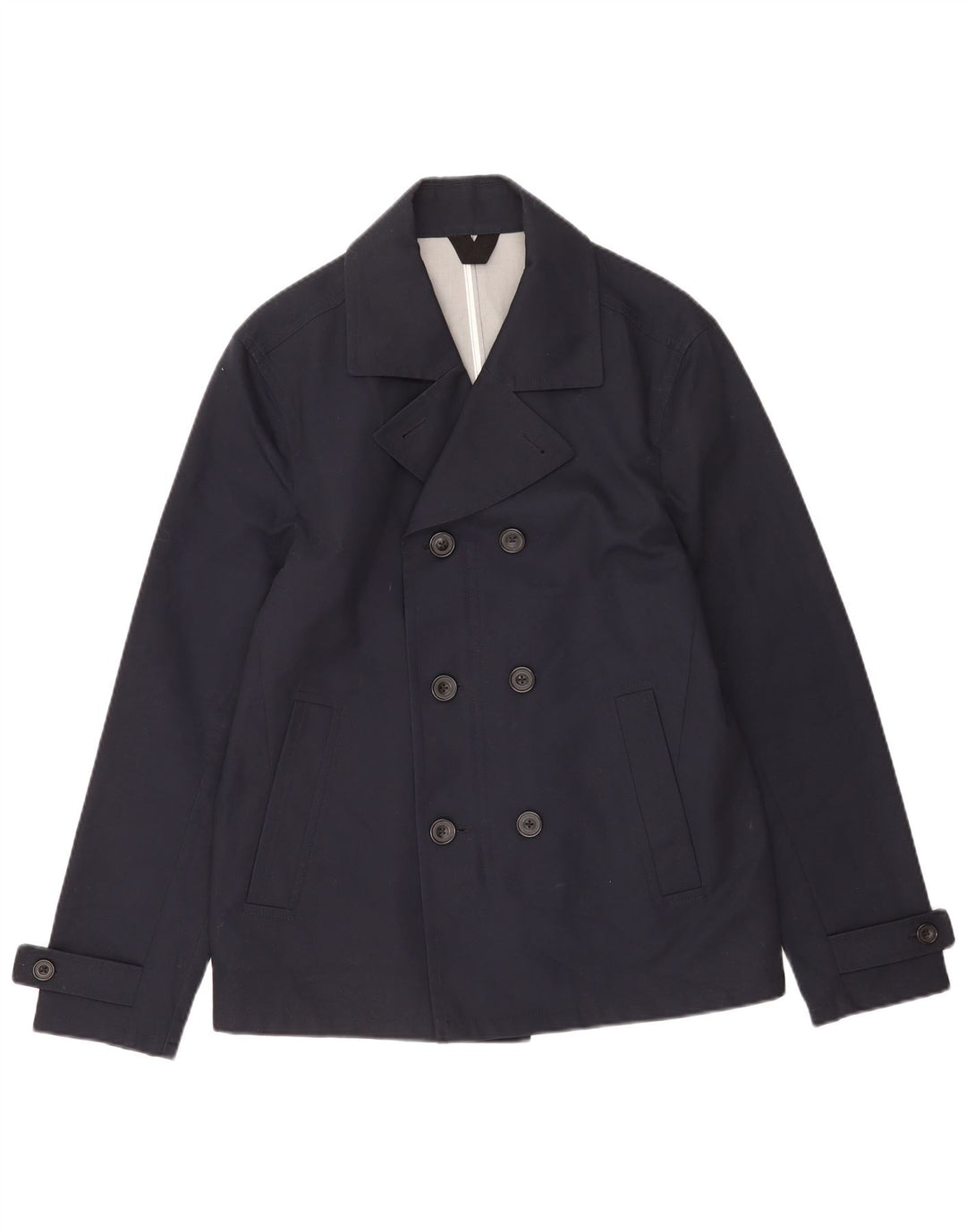 Marks & Spencer Herre Pea Coat UK 38/40 Small Navy Blue Bomuld
