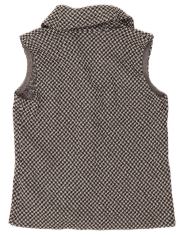 Chaps Dame ærmeløs cardigan Top UK 14 Medium Grey Houndstooth Bomuld