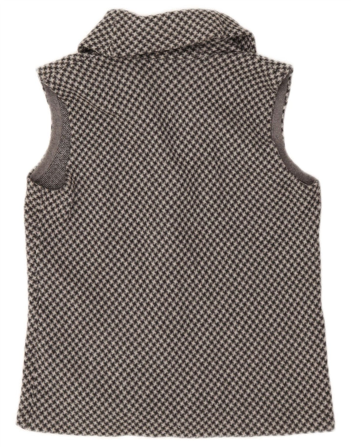 Chaps Dame ærmeløs cardigan Top UK 14 Medium Grey Houndstooth Bomuld