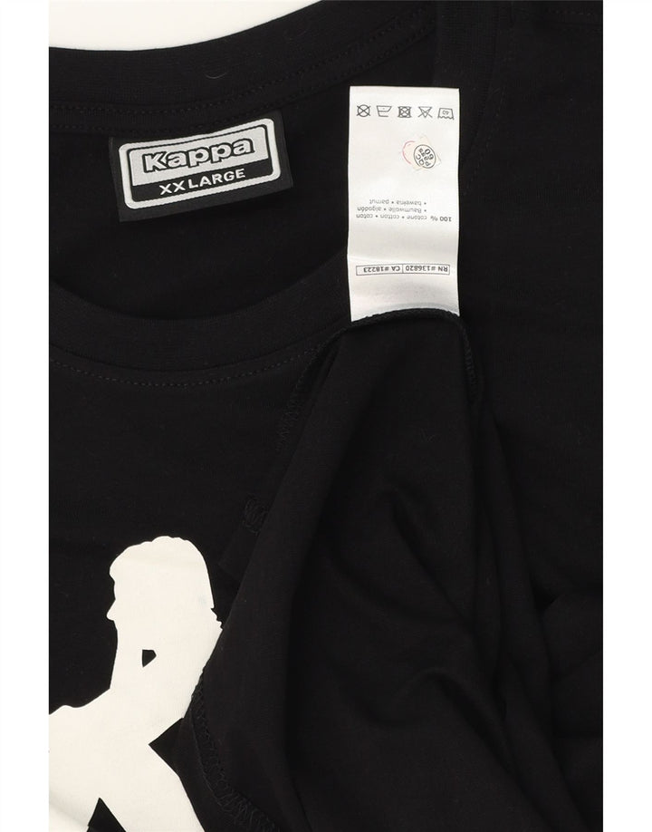 KAPPA Herre grafisk T-shirt top 2XL sort bomuld