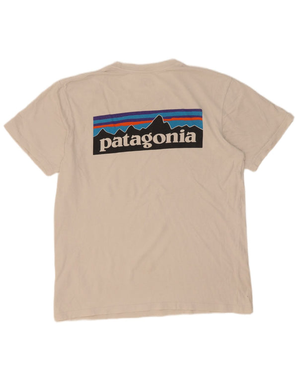 Patagonia Herre Regular Fit Grafisk T-shirt Top Medium Hvid Bomuld