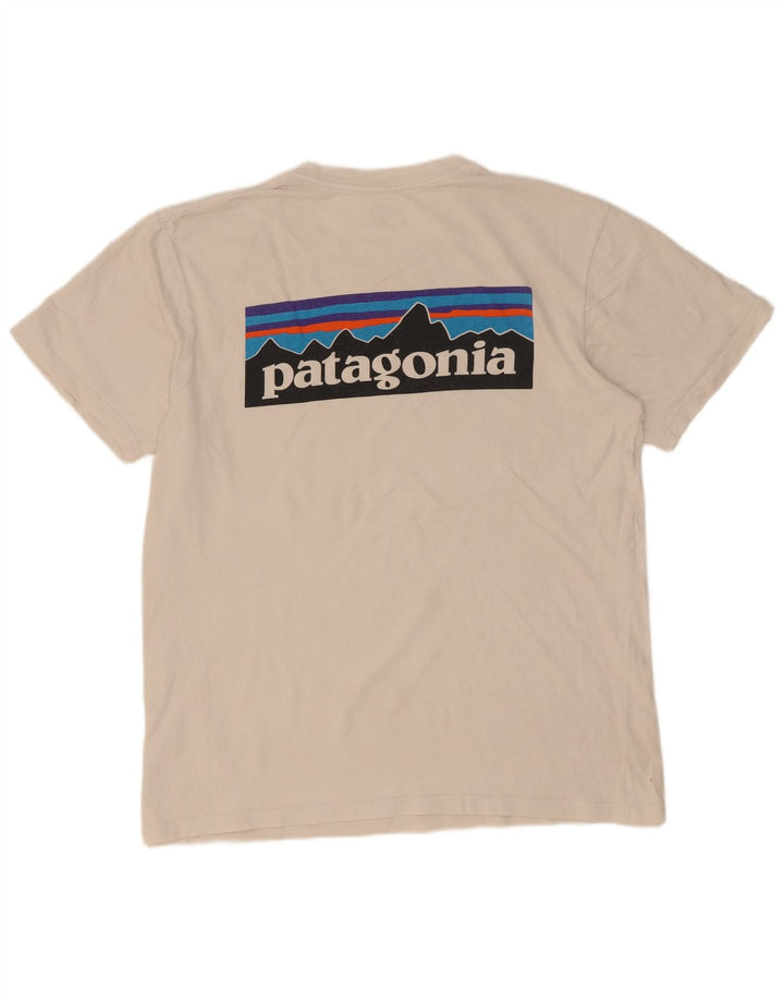 Patagonia Herre Regular Fit Grafisk T-shirt Top Medium Hvid Bomuld