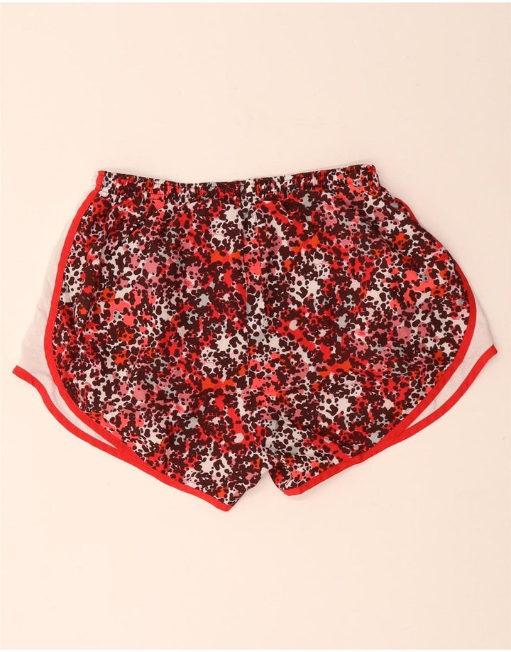 NIKE Dame Dri Fit Sportshorts UK 14 Medium rødt dyreprint polyester