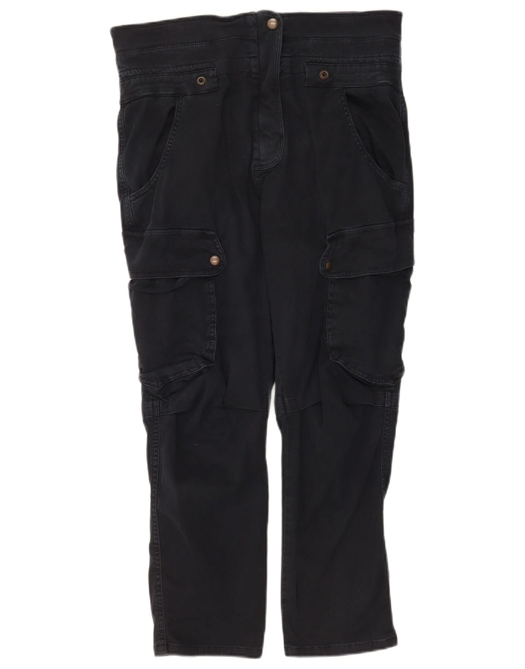 Zara Dame Cargo Cropped Bukser Medium W28 L25 Marineblå Bomuld