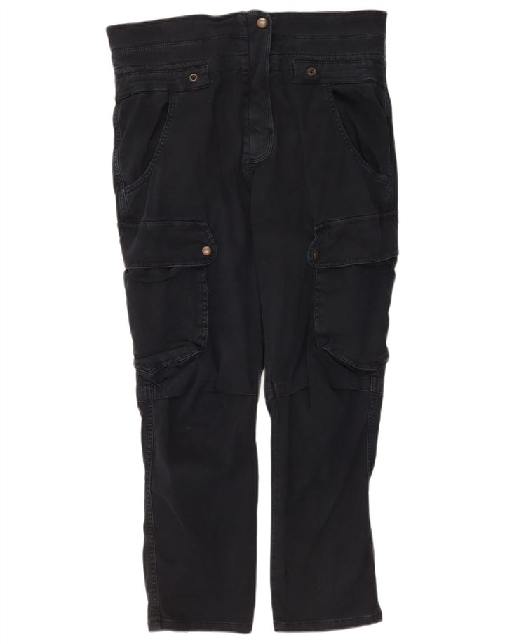 Zara Dame Cargo Cropped Bukser Medium W28 L25 Marineblå Bomuld