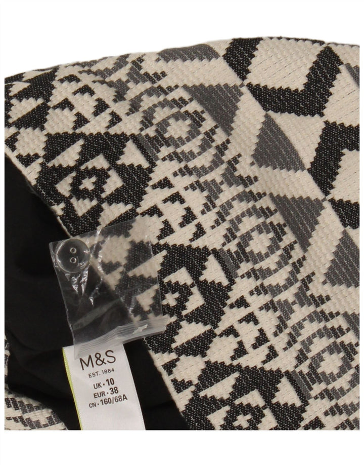 Marks & Spencer Dame Mini-nederdel UK 10 Small W28 Grå Geometrisk Bomuld