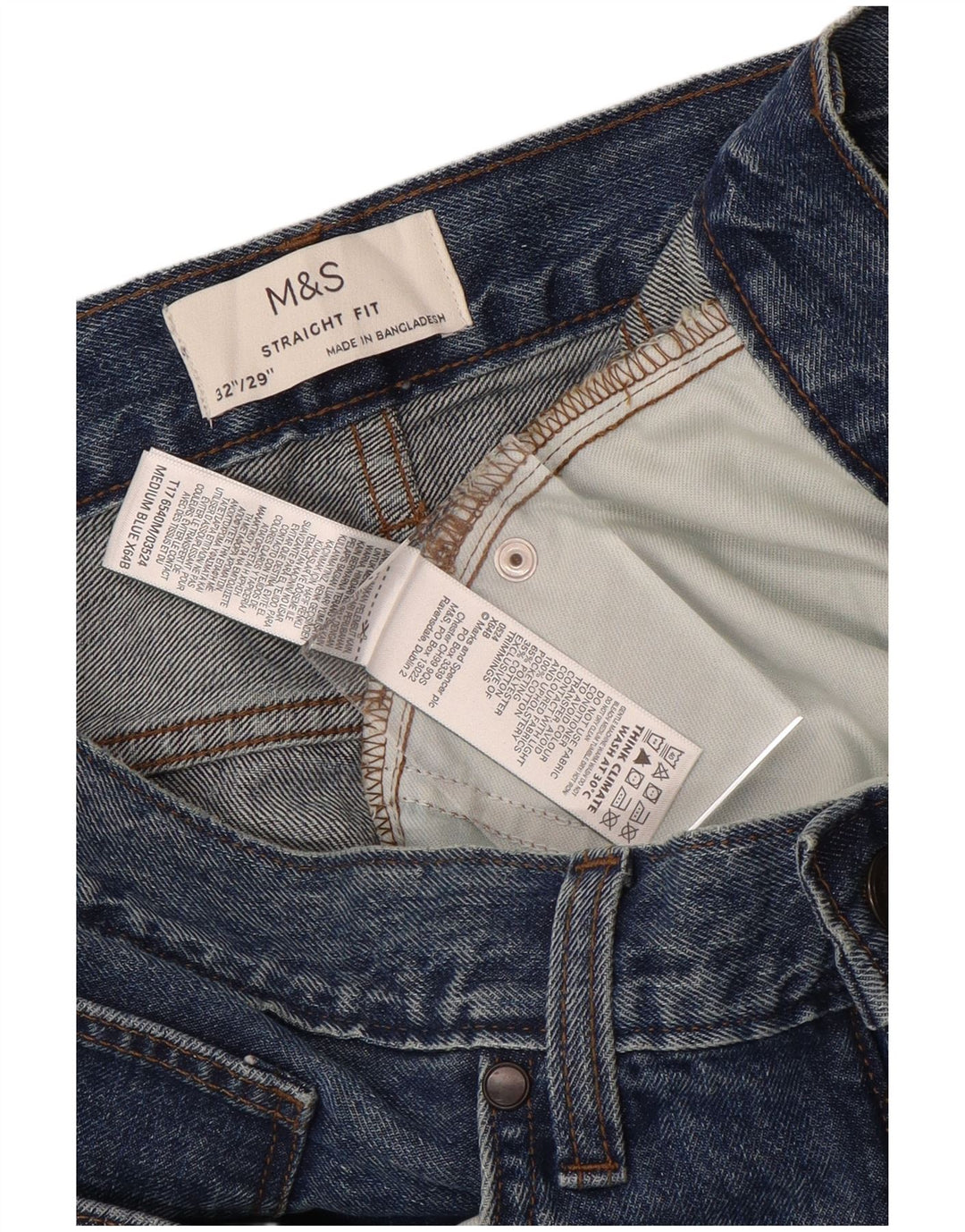 Marks & Spencer Straight Jeans til mænd W32 L29 blå bomuld
