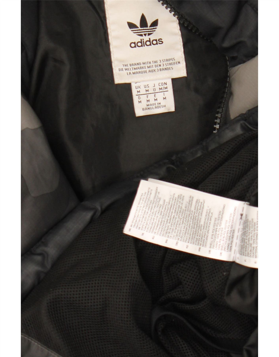 Adidas Herre grafisk hættepolstret jakke UK 38 Medium Grey Camouflage