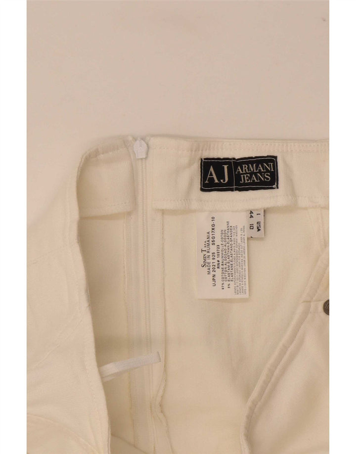 Armani Dame Pencil Skirt IT 44 Medium W30 Hvid Bomuld