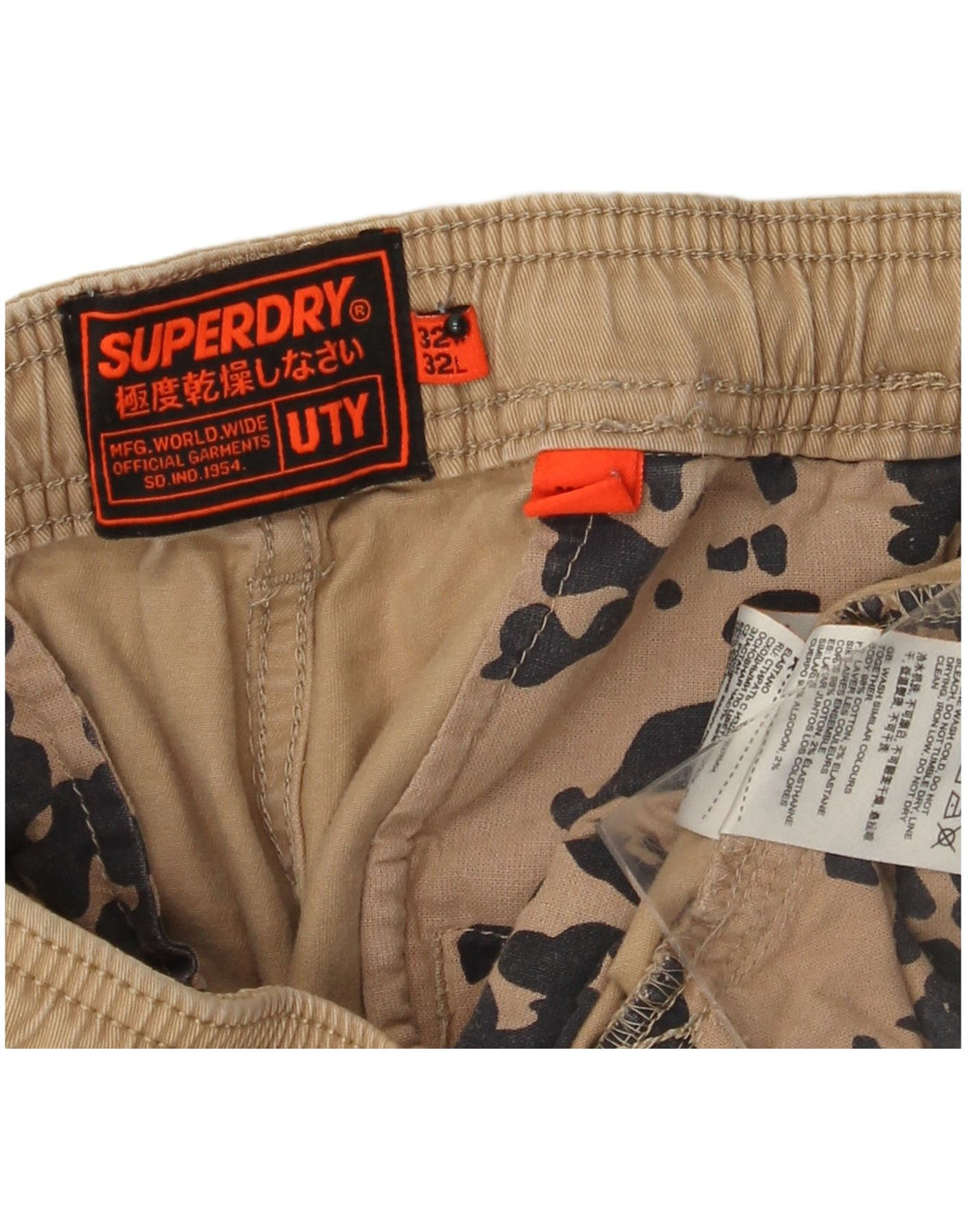 SUPERDRY Straight Cargo Bukser til mænd W32 L29 Beige Bomuld