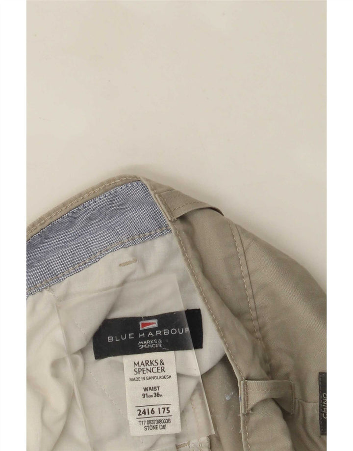 Marks & Spencer Herre Blue Harbor Chino Shorts W36 Stor Beige Bomuld