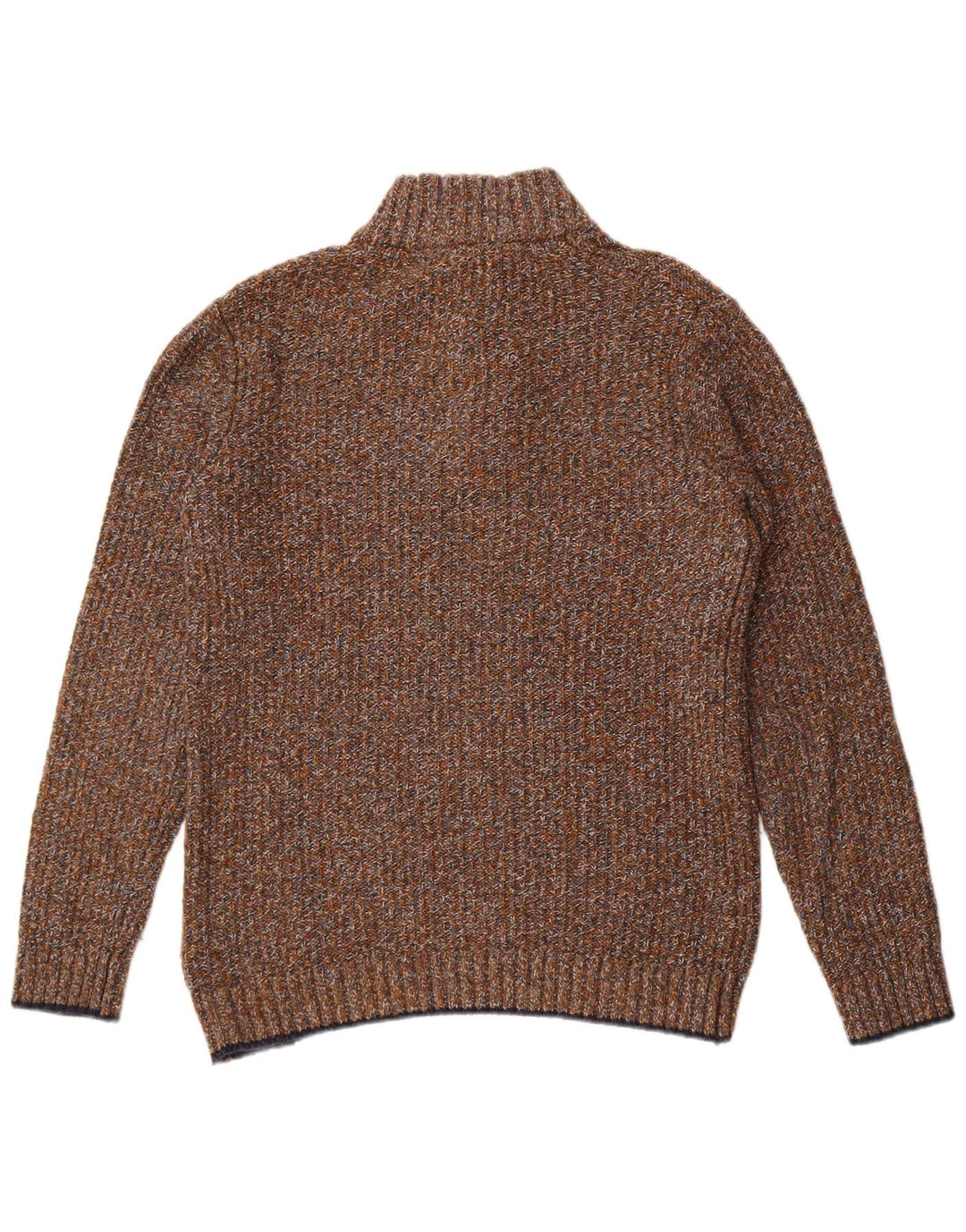 Fedt ansigt Herre Button Neck Jumper Sweater Medium Brun Flecked Bomuld