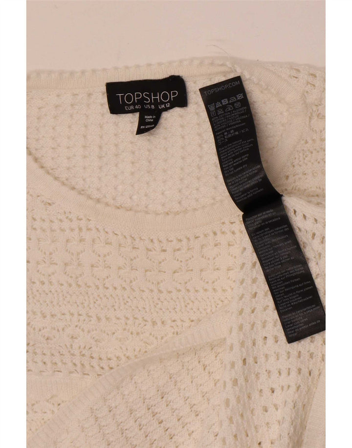 Topshop Damestrikbluse Top UK 12 Medium White Bomuld