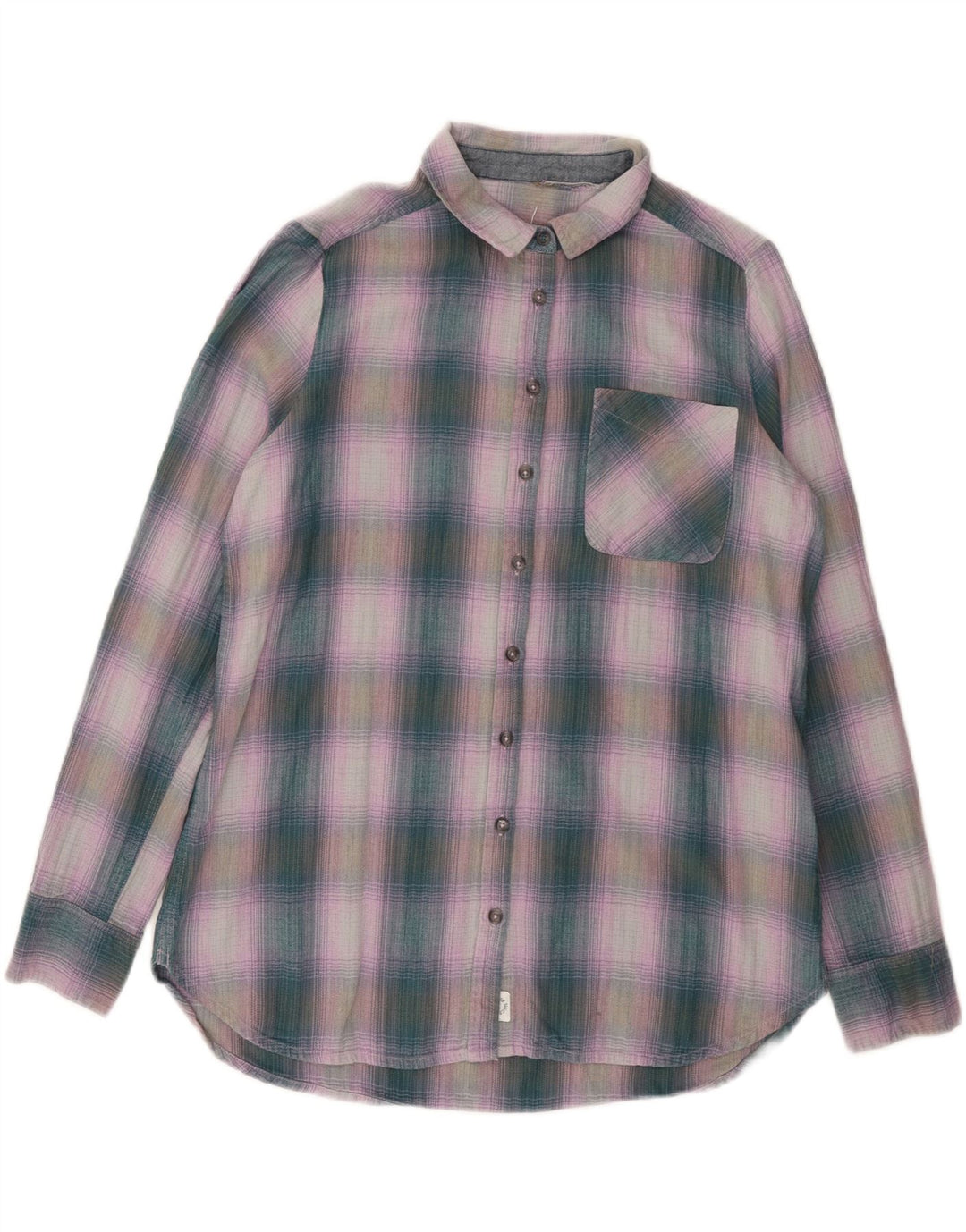FAT FACE Dame Flanelskjorte UK 12 Medium Lilla Ternet Bomuld