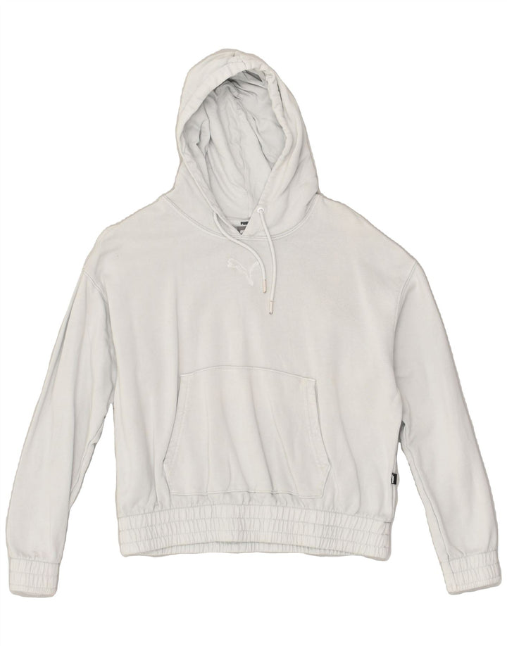 PUMA Womens Hoodie Jumper UK 10 Small Grey Cotton | Vintage Puma | Thrift | Second-Hand Puma | Used Clothing | Messina Hembry 