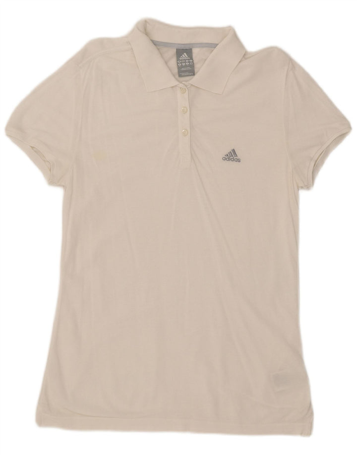 Adidas Dame Polo Shirt UK 12 Medium White Bomuld