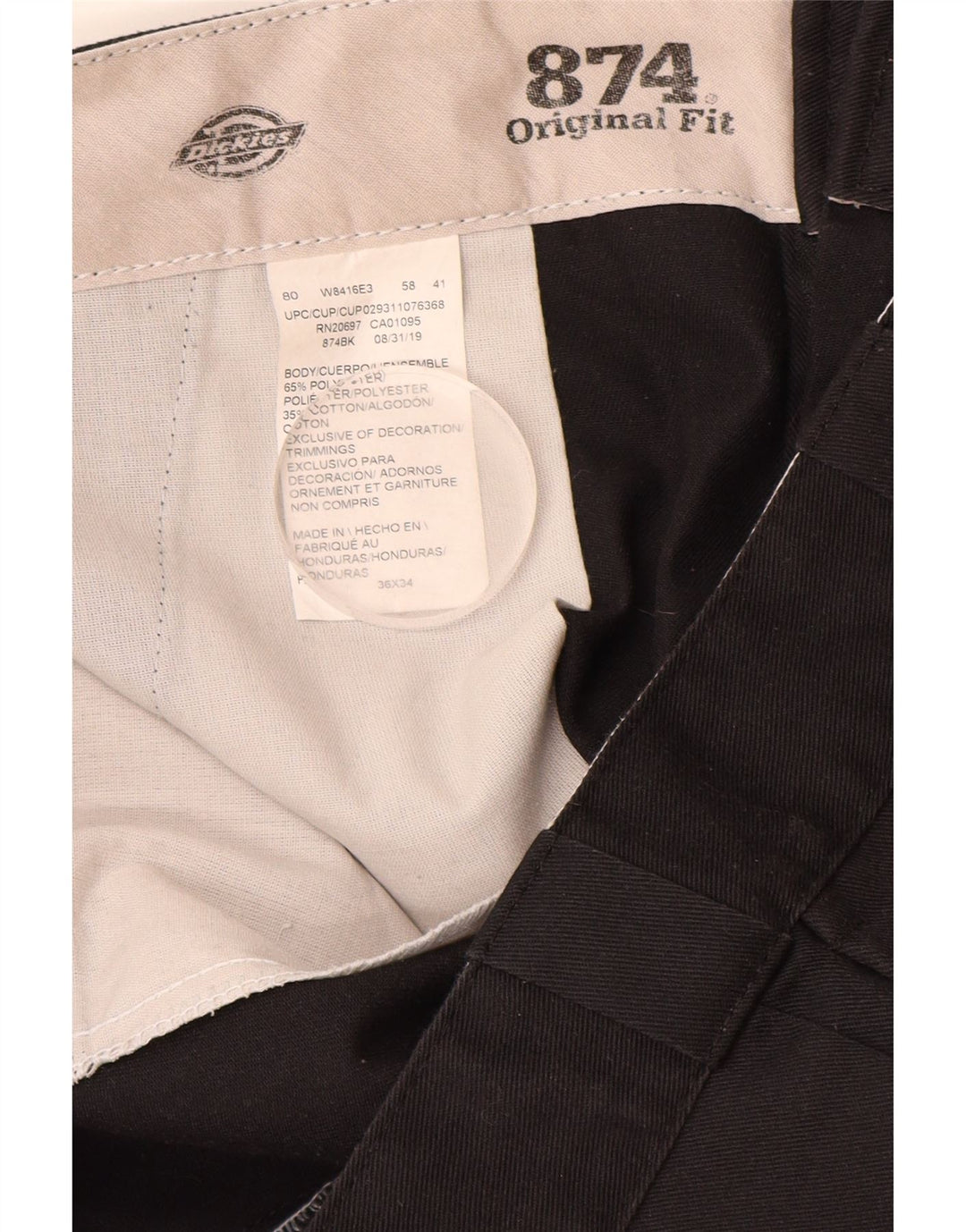 DICKIES Herre 874 Original Fit Straight Chino Bukser W36 L34 Sort
