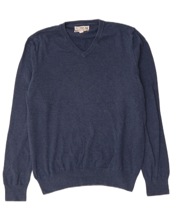 Marks & Spencer Herre V-hals sweater Medium marineblå bomuld