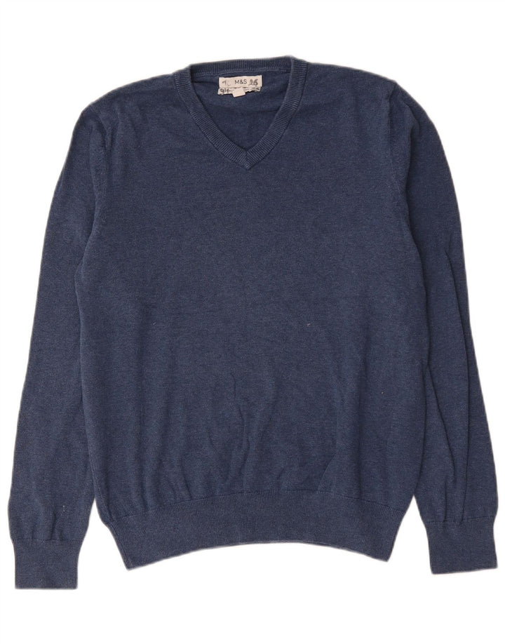 Marks & Spencer Herre V-hals sweater Medium marineblå bomuld