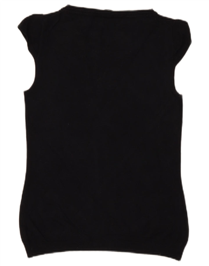 MARELLA Dame Kortærmet Boat Neck Jumper Sweater UK 8 Small Black