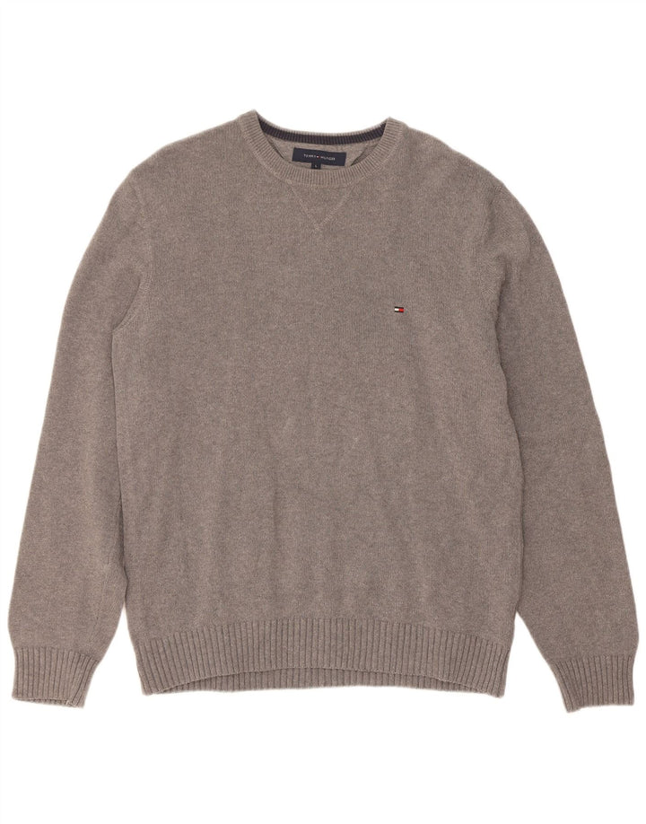 Tommy Hilfiger Herre Crew Neck Jumper Sweater Large Grå