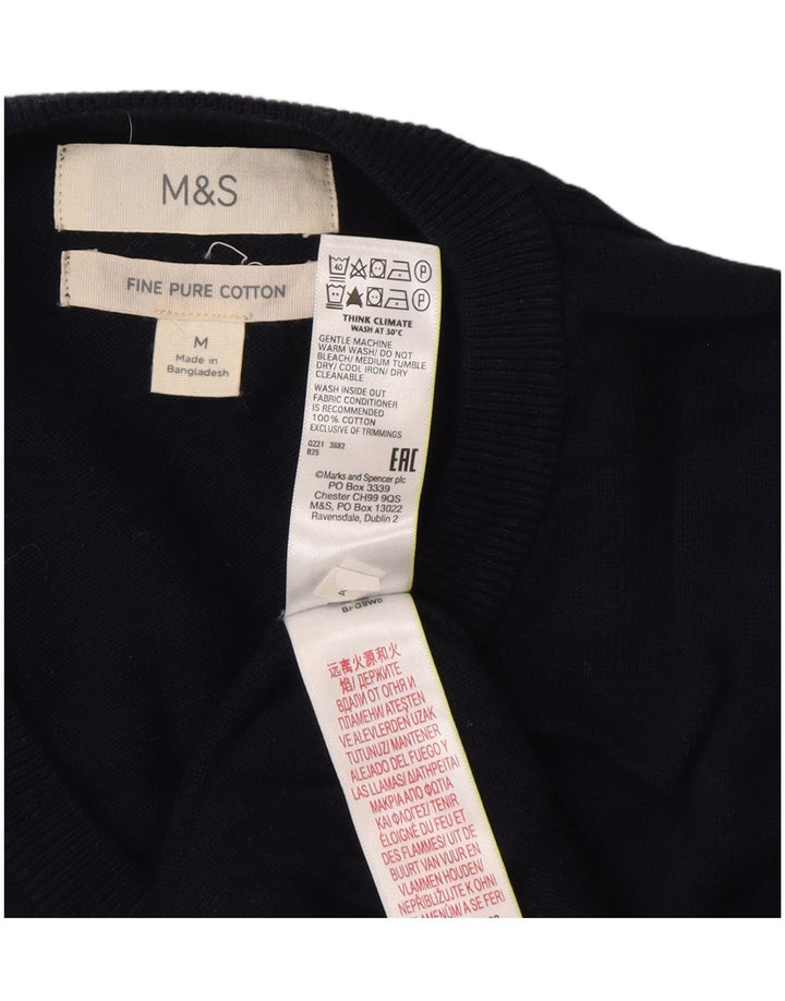 Marks & Spencer Herre V-hals sweater Medium marineblå bomuld