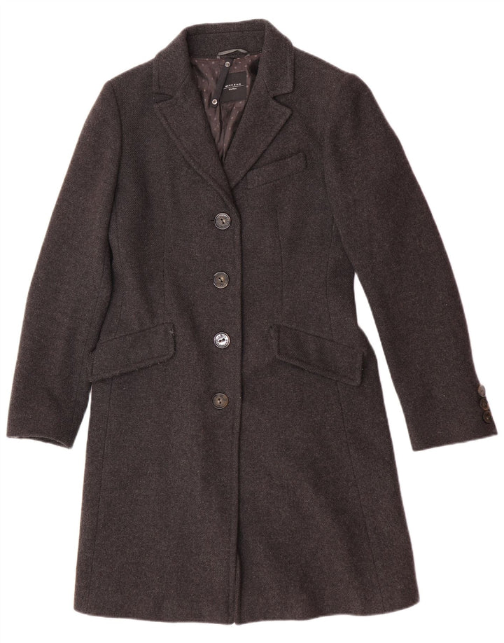 Max Mara Dame Overfrakke UK 8 Lille Grå Uld
