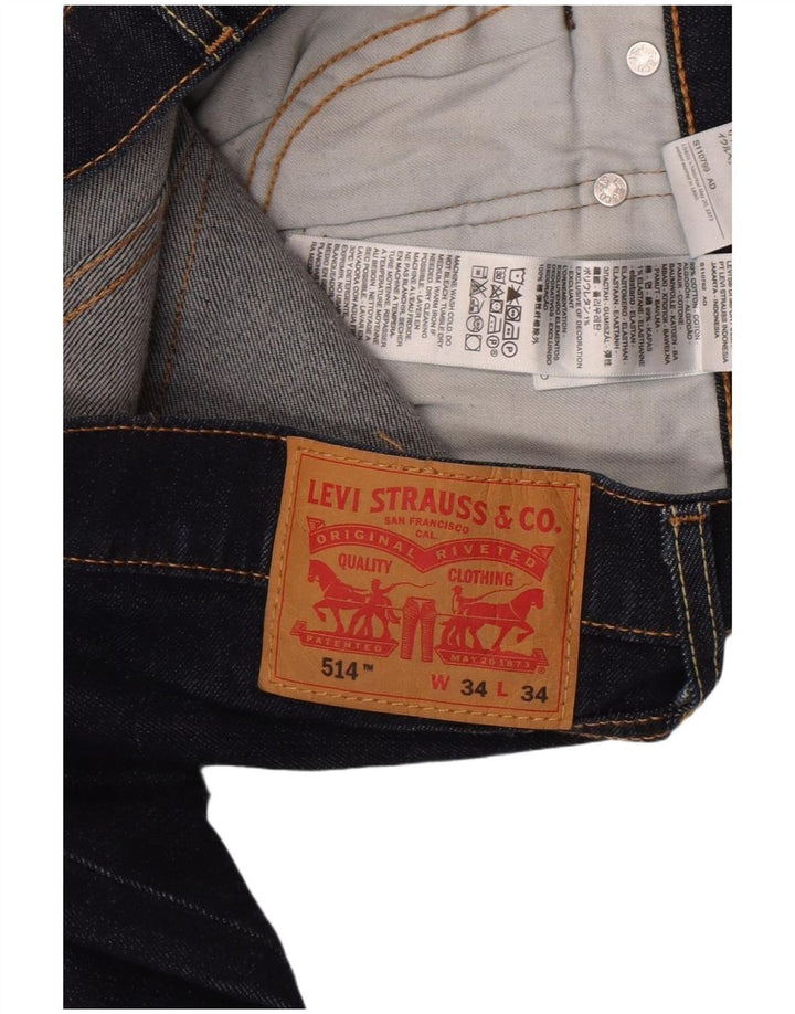 Levi's Herre 514 Straight Jeans W34 L34 Marineblå Bomuld