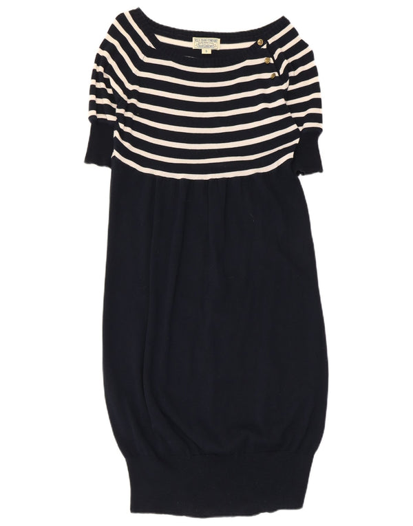 Ralph Lauren Dame Kortærmede Jumper Kjole UK 8 Small Navy Blue Stribet
