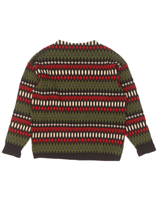 Geyer Herre Boat Neck Jumper Sweater IT 46 Small Green Fair Isle