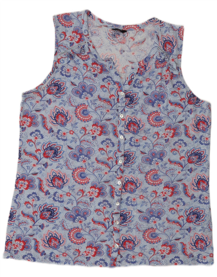 M&Co ærmeløs skjortebluse til kvinder UK 14 Stor blå blomstret polyester