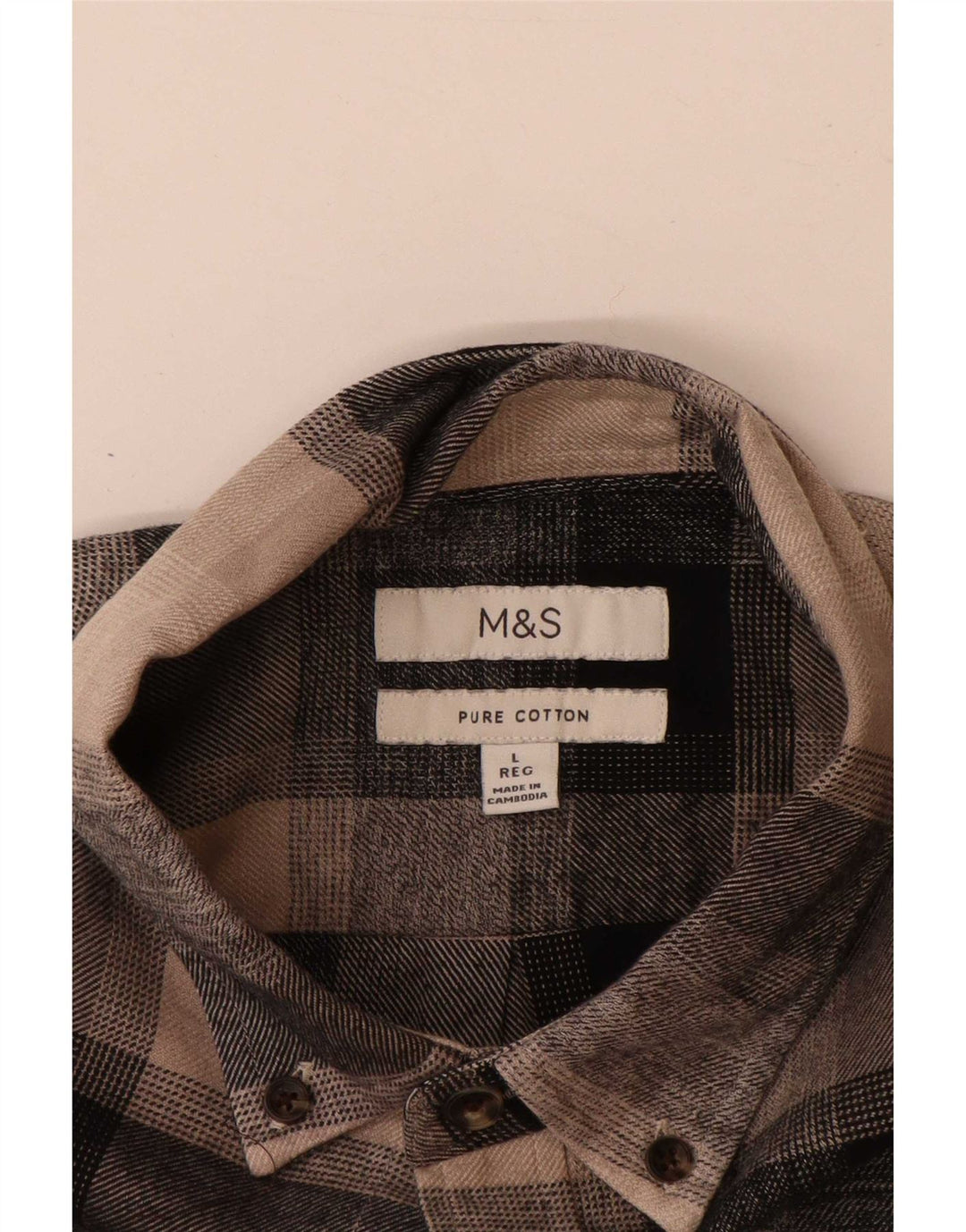 Marks & Spencer Herre Flanellskjorte Stor brun ternet bomuld