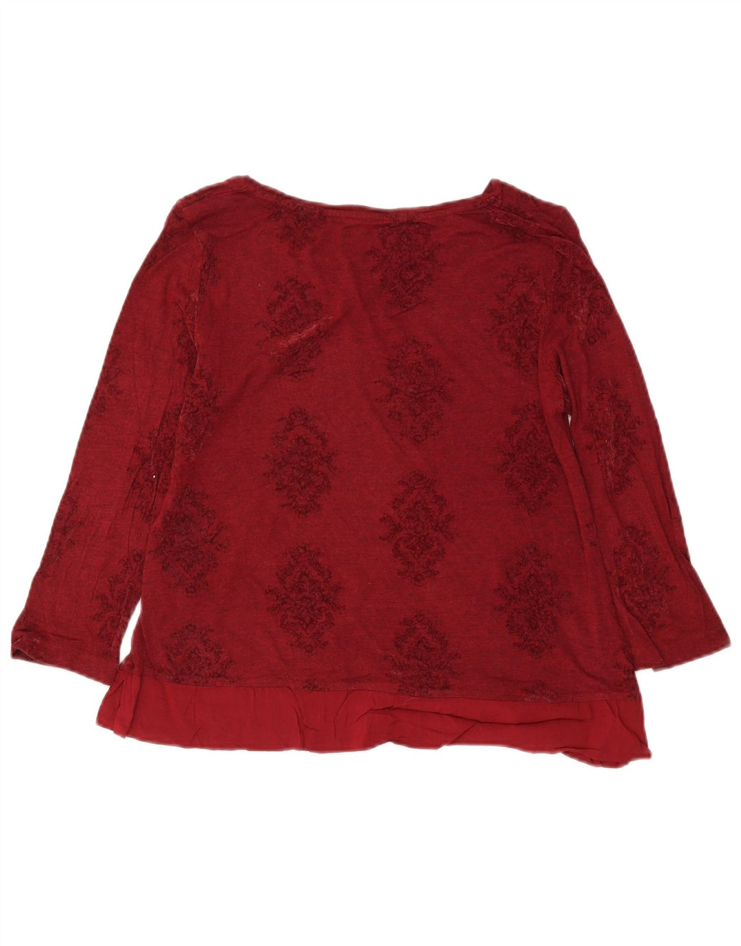 White Stuff Womens Crop Top Langærmet UK 14 Large Burgundy Floral Viscose