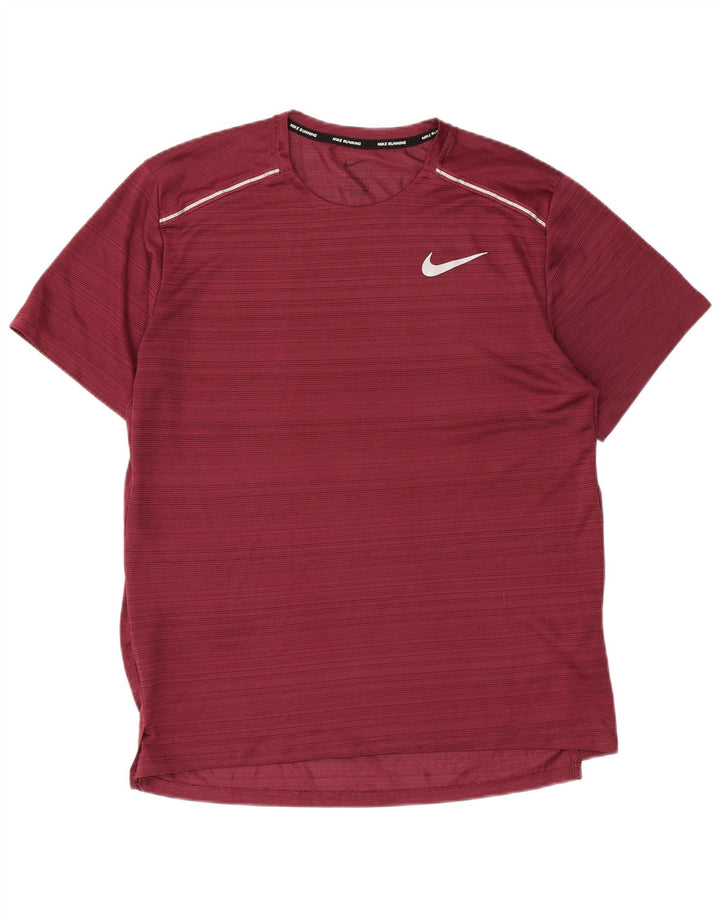 Nike Herre Dri Fit T-shirt Top Stor rødbrun nålestribet polyester