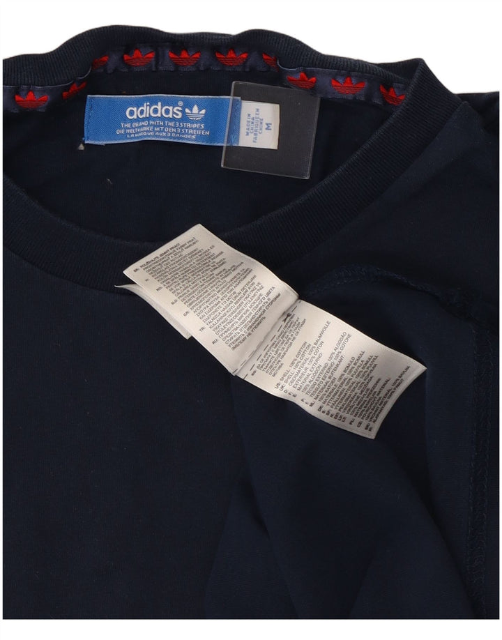 Adidas T-shirt top til mænd mellem marineblå stribet bomuld