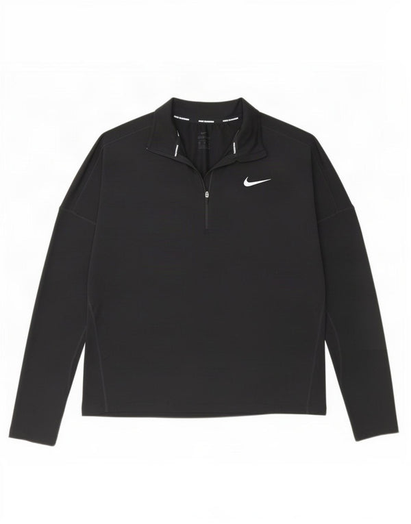 Nike Womens Dri Fit Zip Neck Pullover Tracksuit Top UK 14 Medium Black