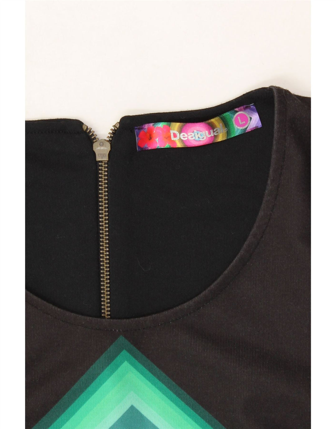 DESIGUAL Womens Sheath Dress UK 14 Large Black Geometric Polyester Vintage Desigual and Second-Hand Desigual from Messina Hembry 