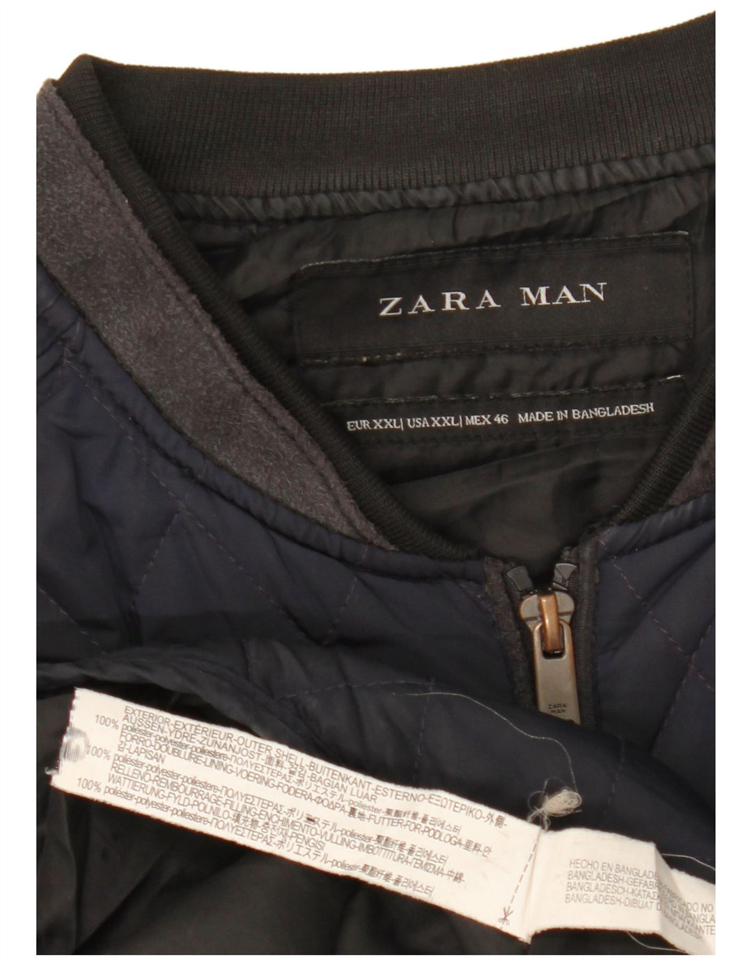 Zara Herre Quiltet Gilet UK 44 2XL Navy Blue Polyester