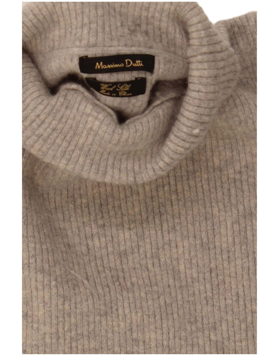 Massimo Dutti Dame Rullehals Sweater UK 12 Medium Grå Uld