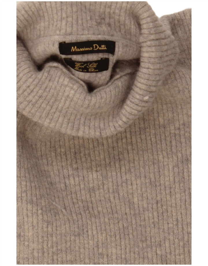 Massimo Dutti Dame Rullehals Sweater UK 12 Medium Grå Uld