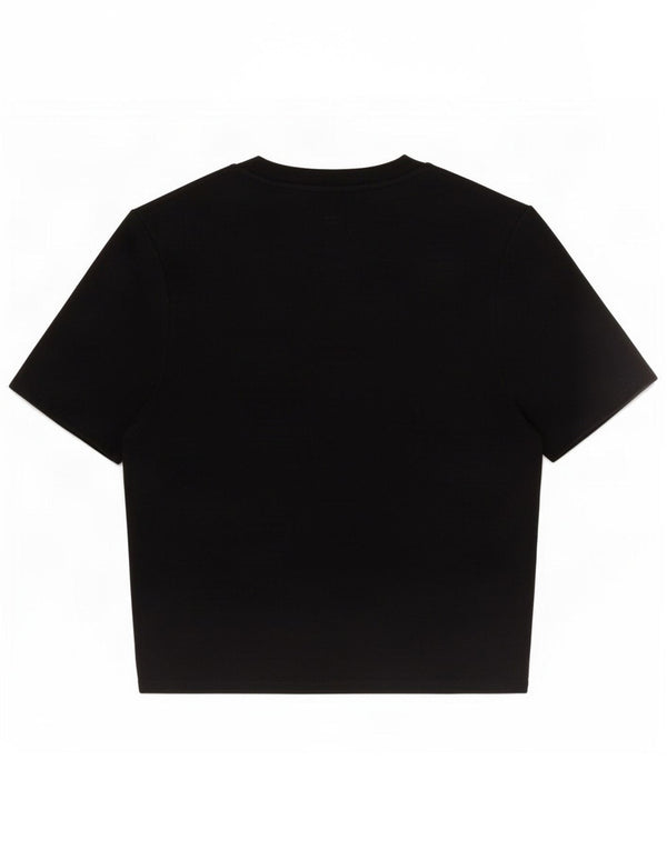 Zara Womens Crop Kortærmet Bluse Top UK 12 Medium Black Viscose