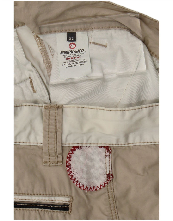 Murphy & Nye Herre grafiske Chino Shorts W36 Large Off White Colourblock