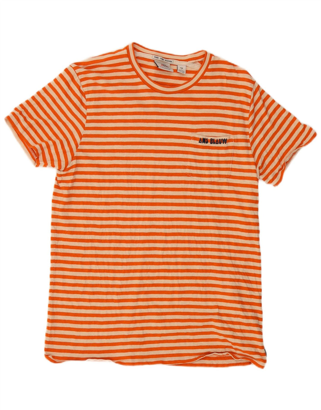 SCOTCH & SODA T-shirt top til kvinder DK 14 Stor orange stribet bomuld